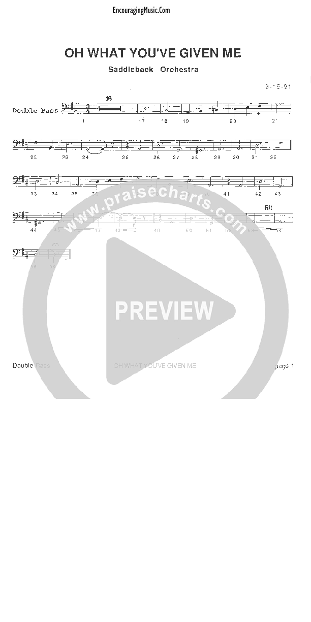 Oh What You've Given Me Double Bass (Rick Muchow)