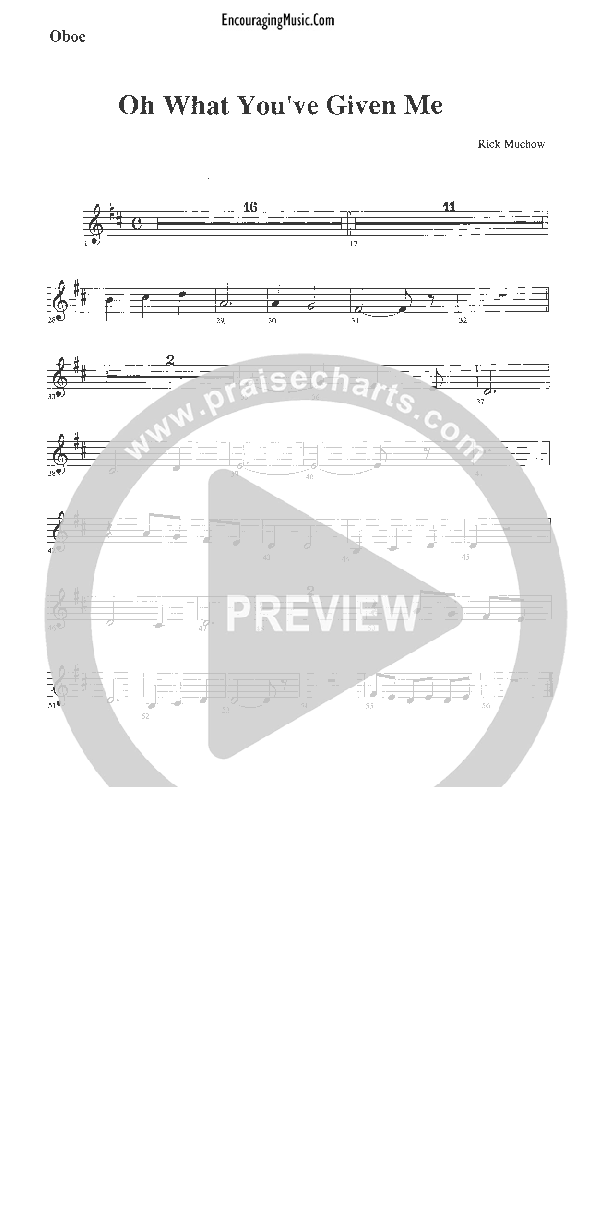 Oh What You've Given Me Oboe (Rick Muchow)