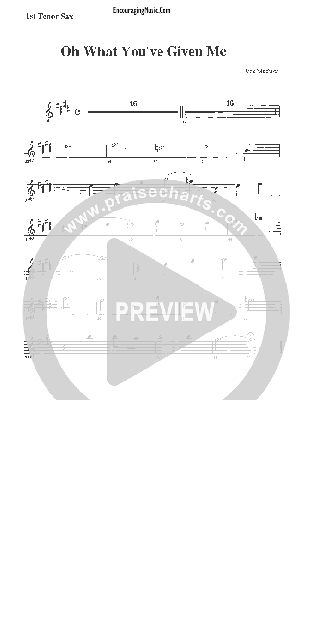 Oh What You've Given Me Tenor Sax 1/2 (Rick Muchow)