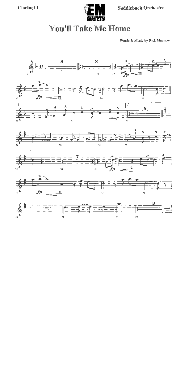 You'll Take Me Home Clarinet 1/2 (Rick Muchow)