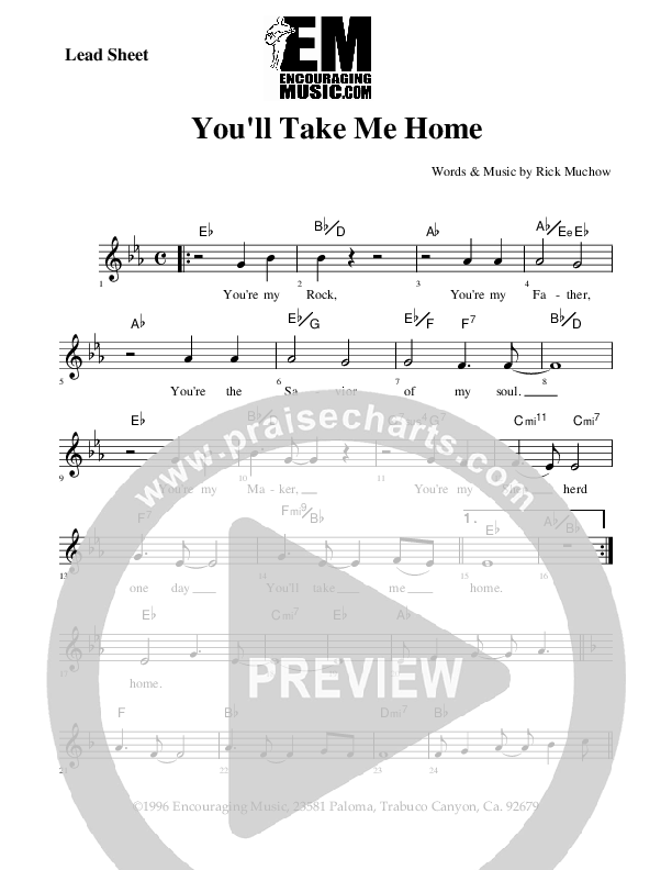 You'll Take Me Home Lead Sheet (Rick Muchow)