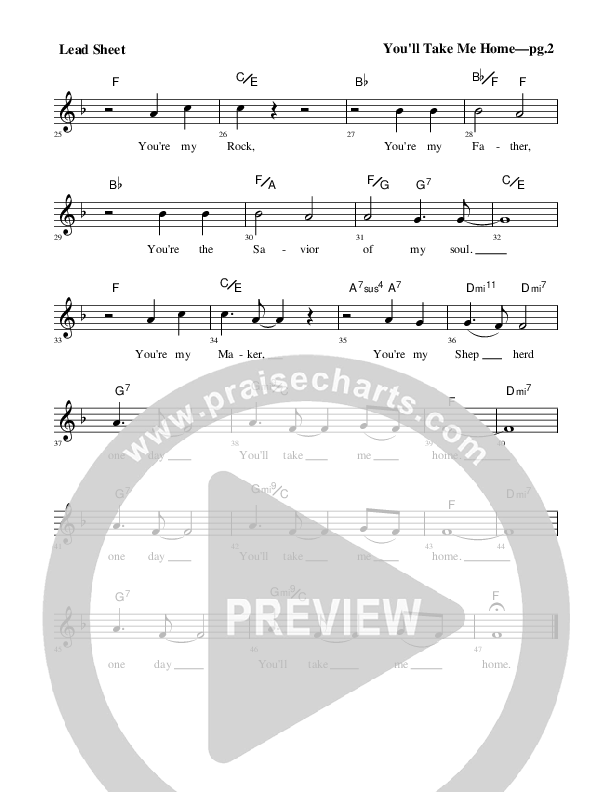 You'll Take Me Home Lead Sheet (Rick Muchow)