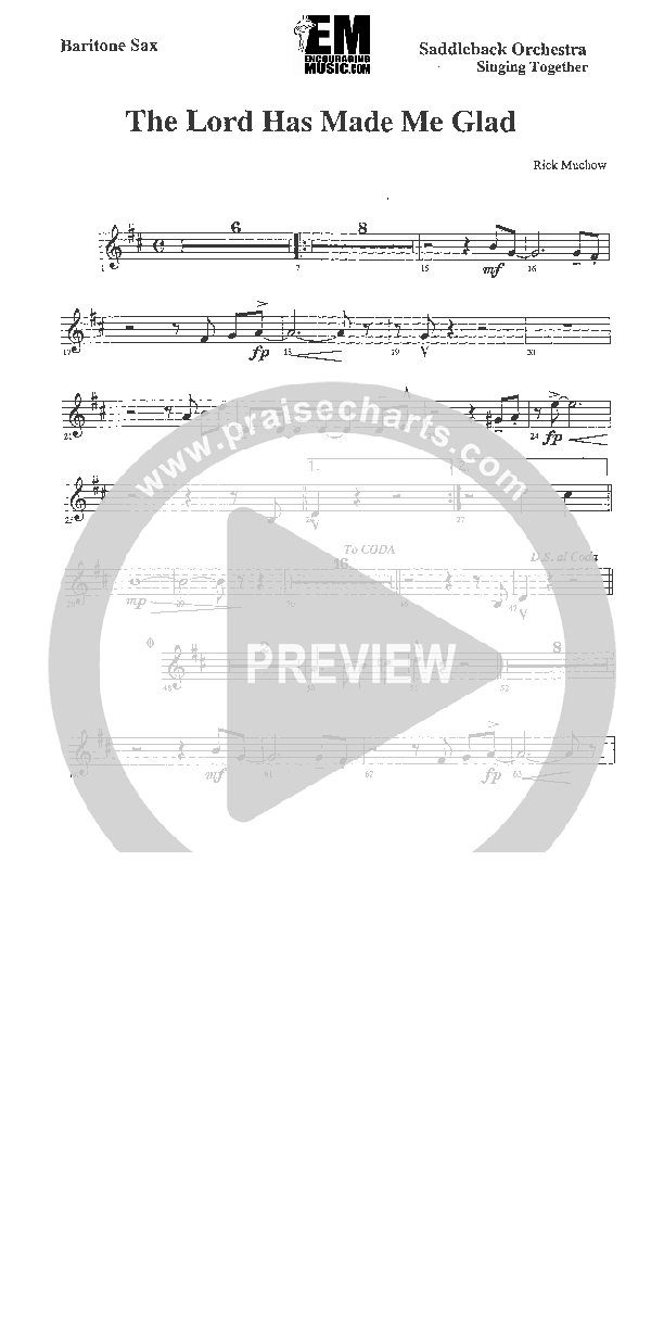The Lord Has Made Me Glad Bari Sax (Rick Muchow)