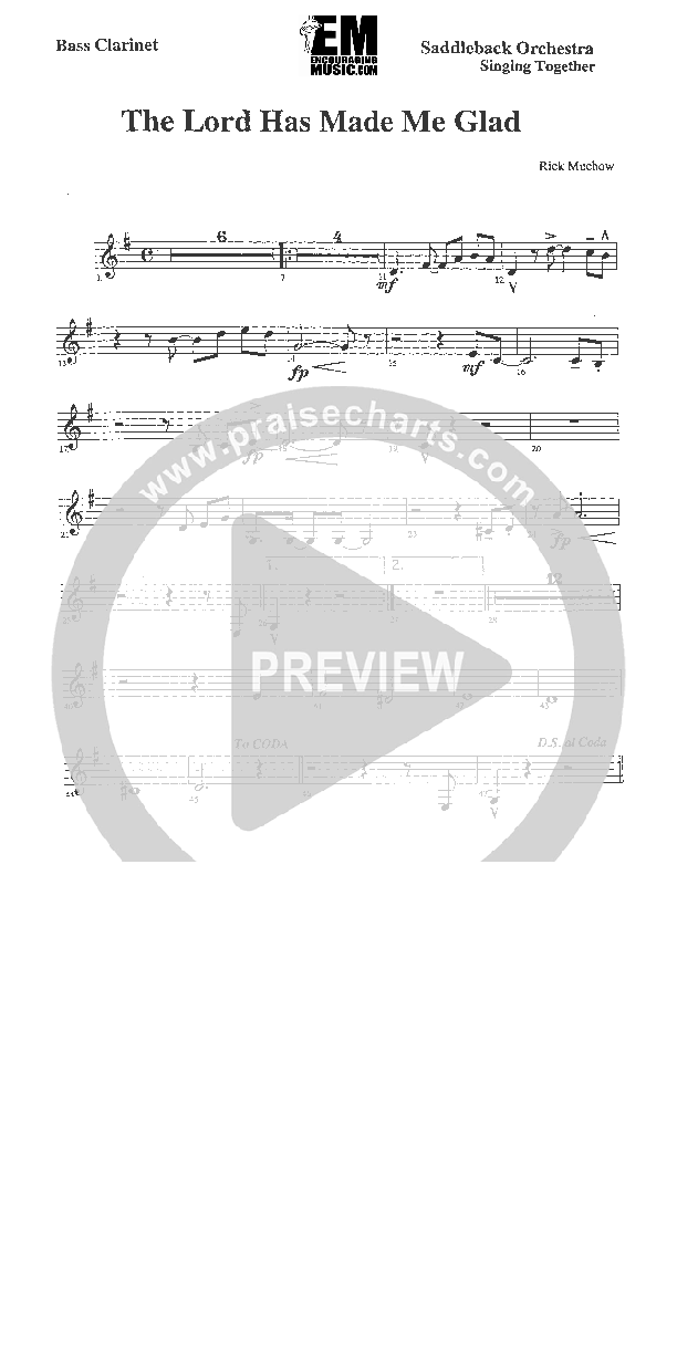 The Lord Has Made Me Glad Bass Clarinet (Rick Muchow)