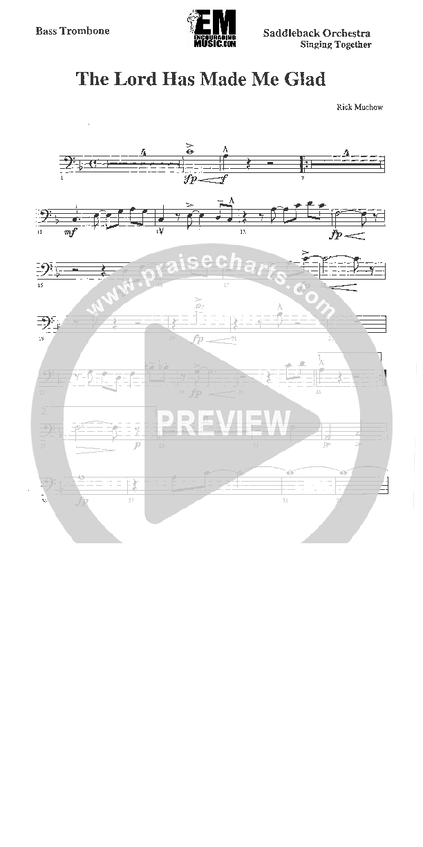The Lord Has Made Me Glad Bass Trombone (Rick Muchow)