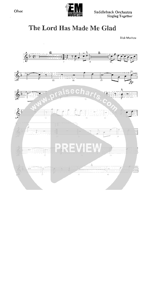 The Lord Has Made Me Glad Oboe (Rick Muchow)