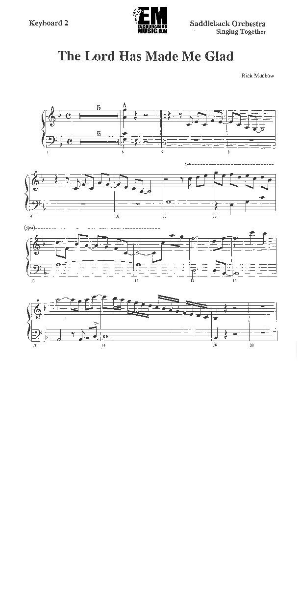 The Lord Has Made Me Glad Synth (Rick Muchow)