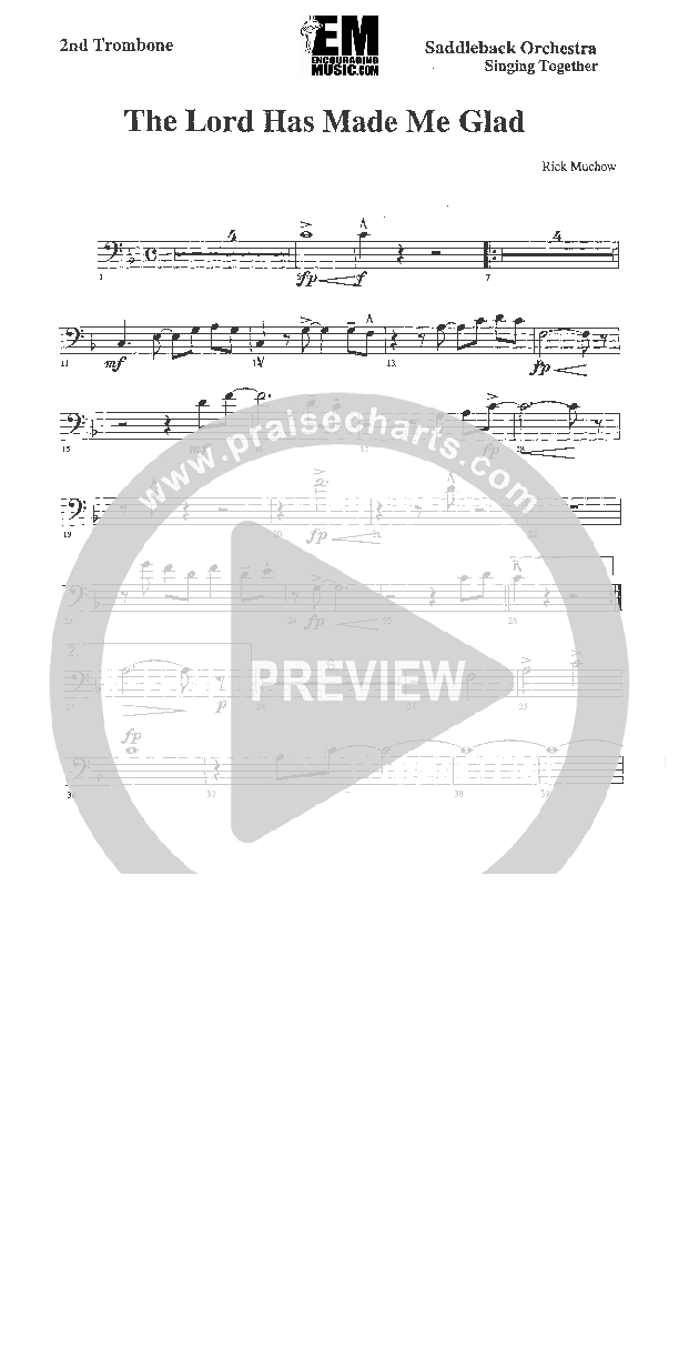 The Lord Has Made Me Glad Trombone 2 (Rick Muchow)