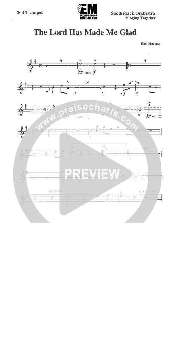The Lord Has Made Me Glad Trumpet 2 (Rick Muchow)