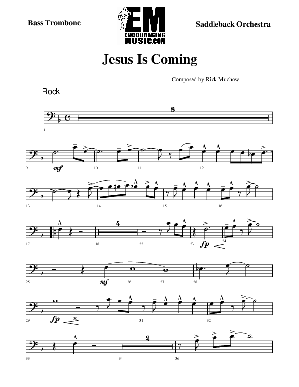 Jesus Is Coming Bass Trombone (Rick Muchow)