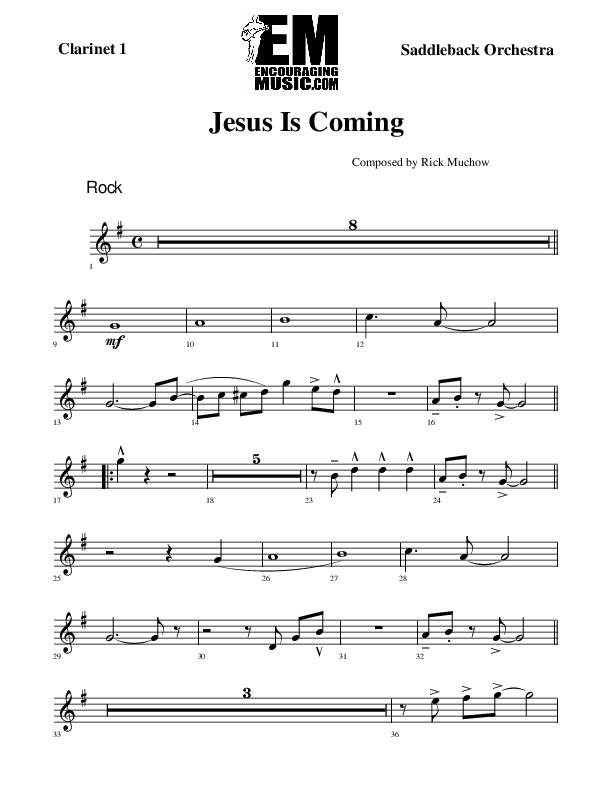 Jesus Is Coming Clarinet 1/2 (Rick Muchow)