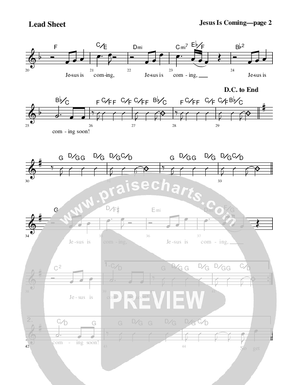 Jesus Is Coming Lead Sheet (Rick Muchow)