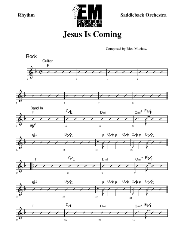 Jesus Is Coming Rhythm Chart (Rick Muchow)