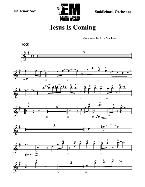 Jesus Is Coming Tenor Sax 1/2 (Rick Muchow)