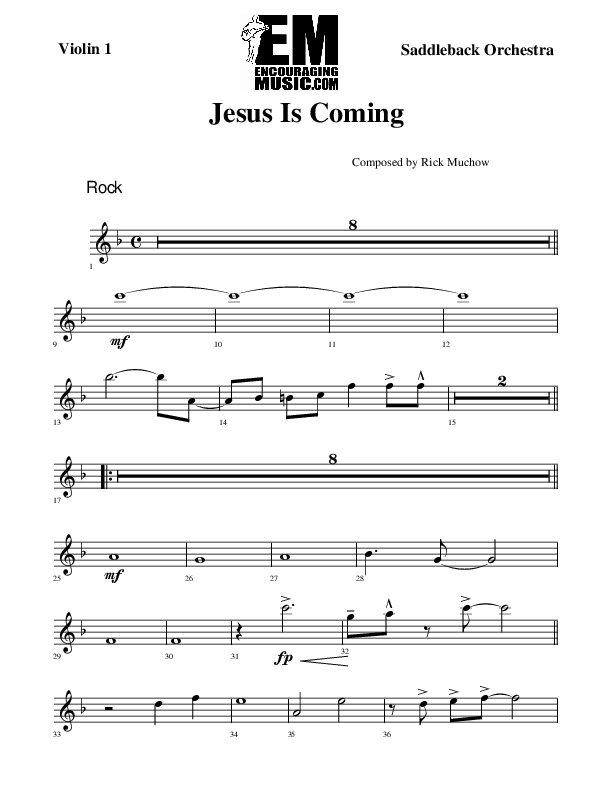 Jesus Is Coming Violin 1 (Rick Muchow)