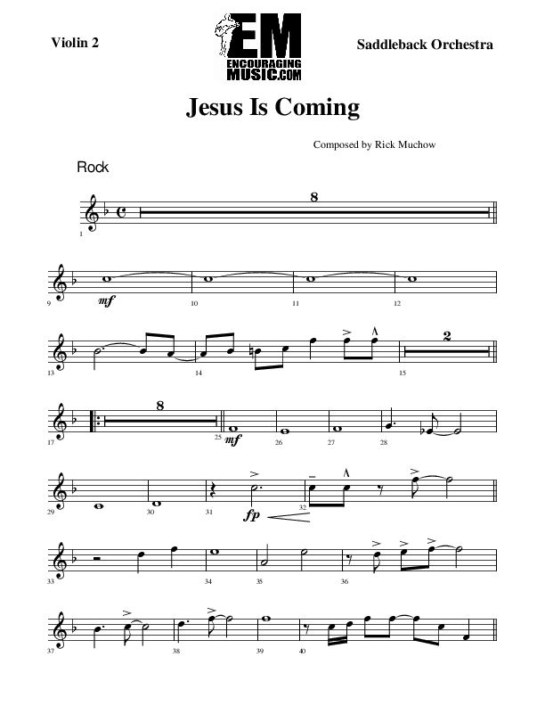 Jesus Is Coming Violin 2 (Rick Muchow)