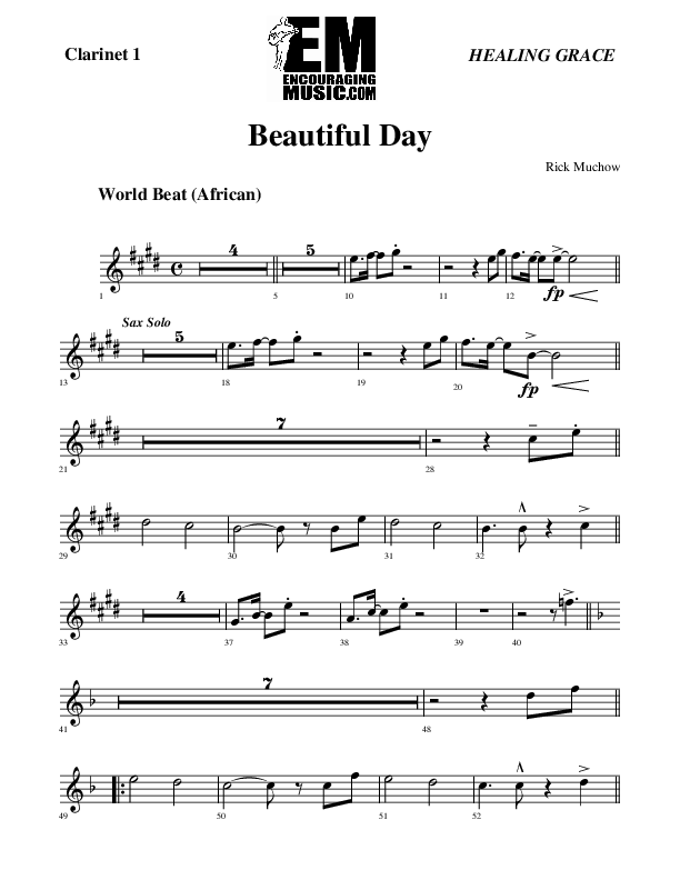Beautiful Day Clarinet 1/2 (Rick Muchow)