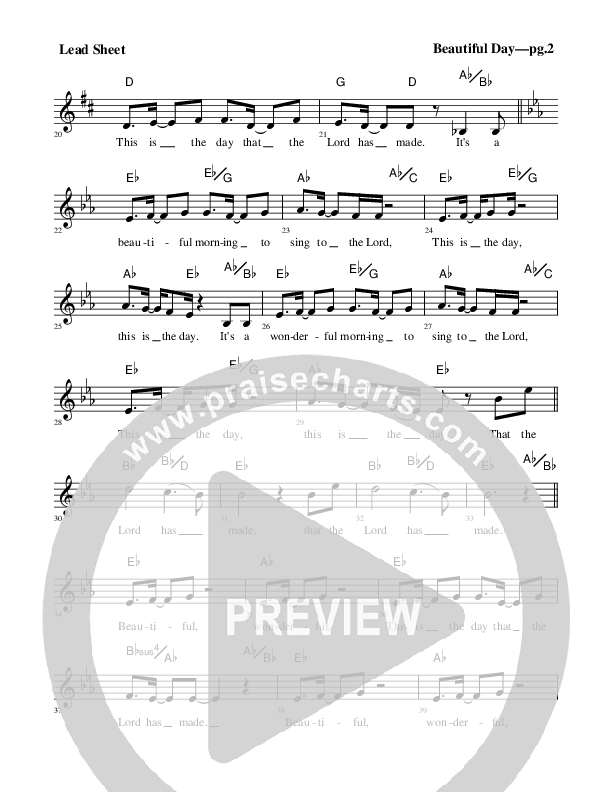 Beautiful Day Lead Sheet (Rick Muchow)