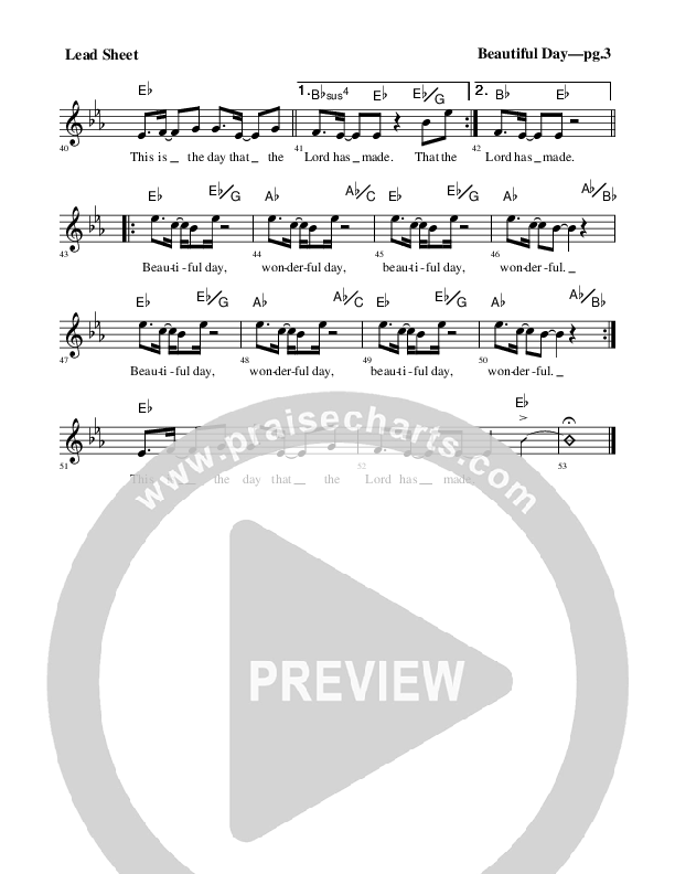 Beautiful Day Lead Sheet (Rick Muchow)