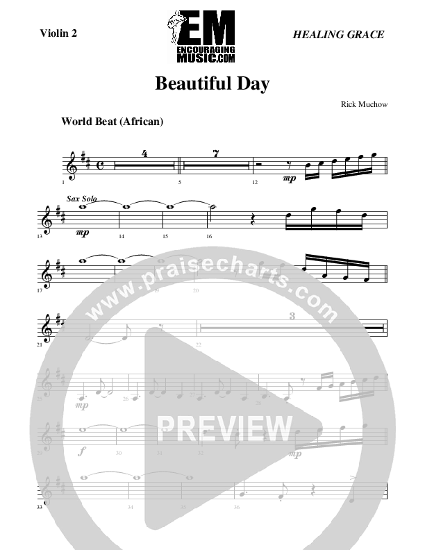 Beautiful Day Violin 2 (Rick Muchow)