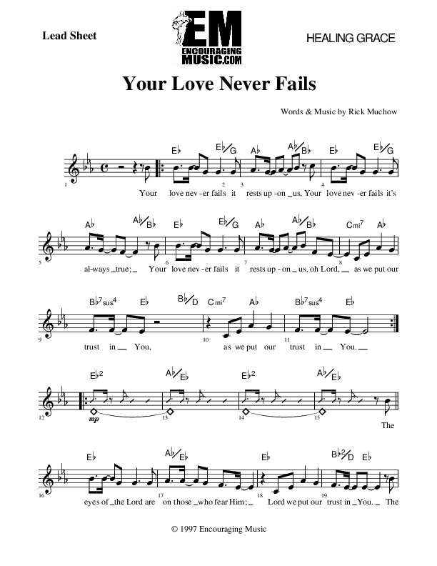 Your Love Never Fails Lead Sheet (Rick Muchow)