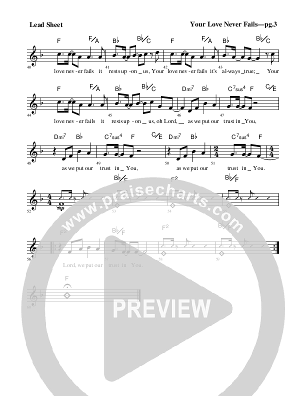 Your Love Never Fails Lead Sheet (Rick Muchow)