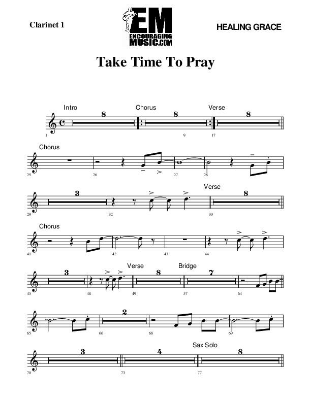 Take Time To Pray Clarinet 1/2 (Rick Muchow)