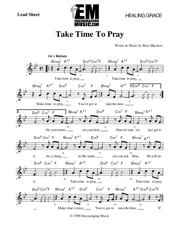 Take Time To Pray Lead Sheet (Rick Muchow)