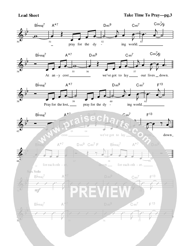 Take Time To Pray Lead Sheet (Rick Muchow)