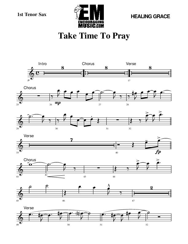 Take Time To Pray Tenor Sax 1/2 (Rick Muchow)
