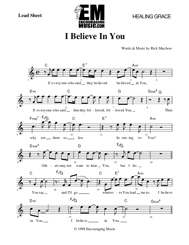 I Believe In You Lead Sheet (Rick Muchow)