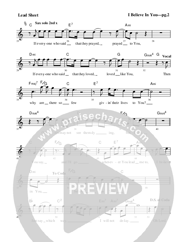 I Believe In You Lead Sheet (Rick Muchow)