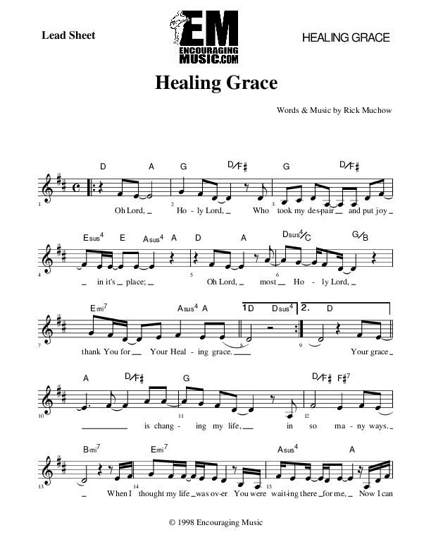 Healing Grace Lead Sheet (Rick Muchow)