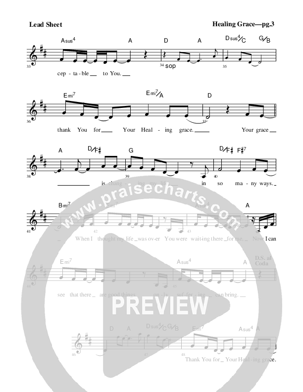 Healing Grace Lead Sheet (Rick Muchow)