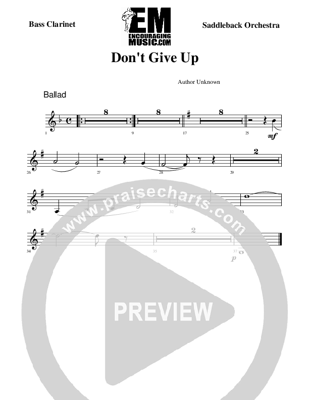 Don't Give Up Bass Clarinet (Rick Muchow)