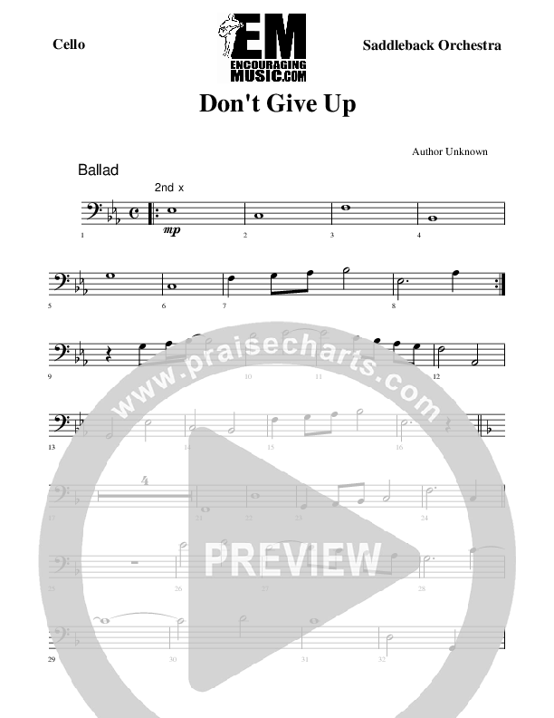 Don't Give Up Cello (Rick Muchow)