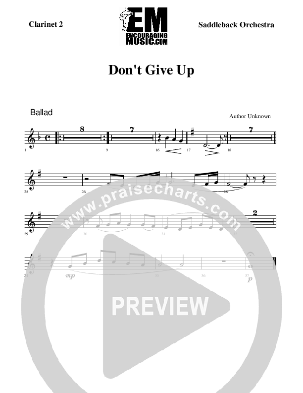 Don't Give Up Clarinet 1/2 (Rick Muchow)