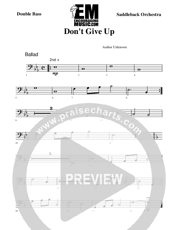 Don't Give Up Double Bass (Rick Muchow)