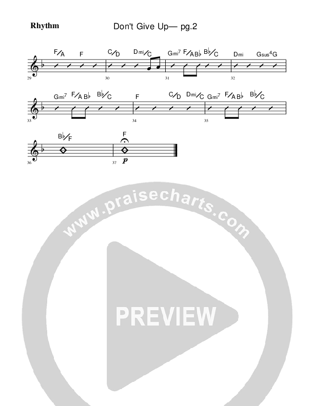 Don't Give Up Rhythm Chart (Rick Muchow)