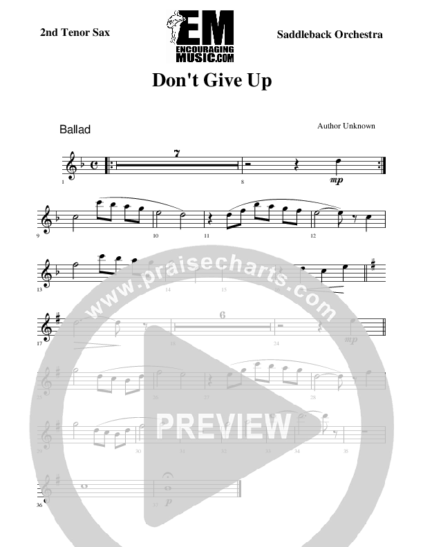 Don't Give Up Tenor Sax 1/2 (Rick Muchow)