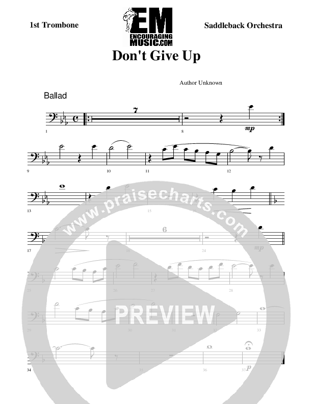 Don't Give Up Trombone 1 (Rick Muchow)