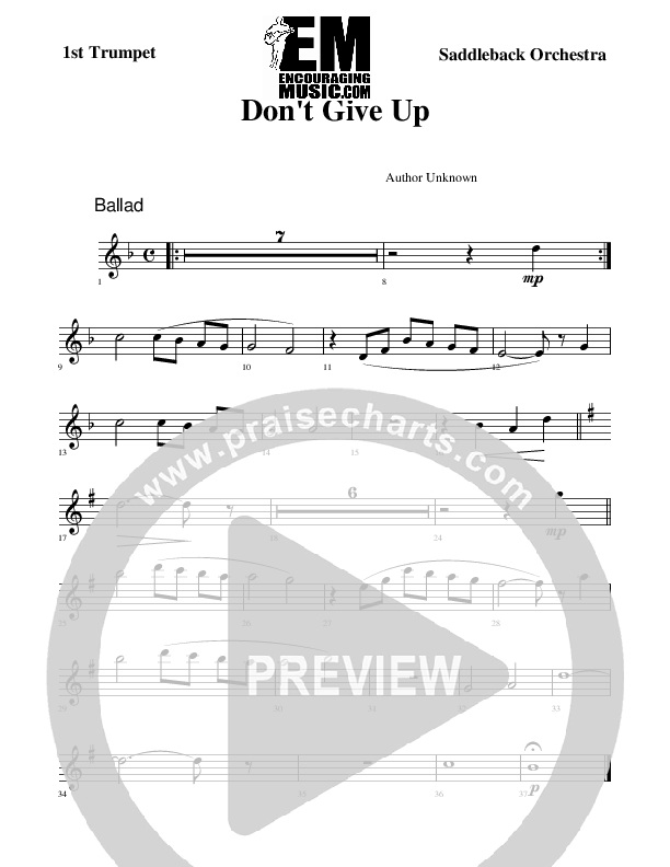 Don't Give Up Trumpet 1 (Rick Muchow)