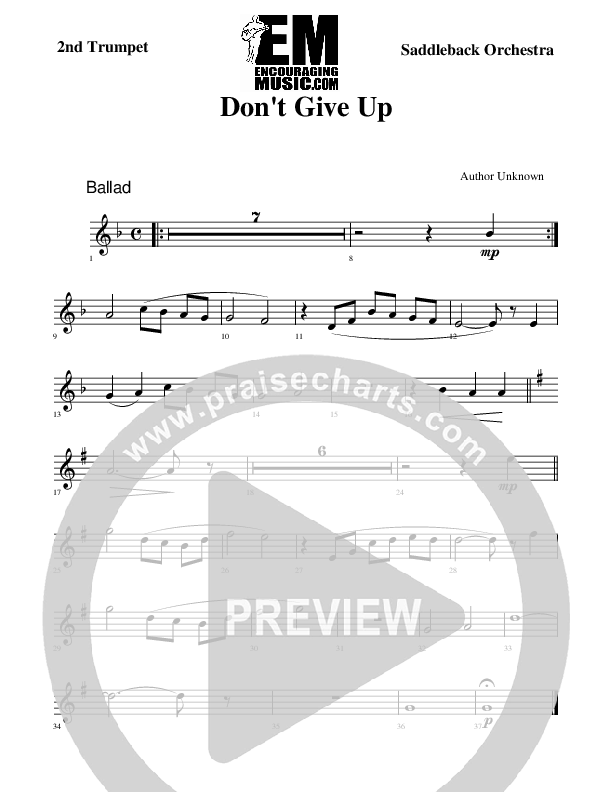 Don't Give Up Trumpet 2 (Rick Muchow)