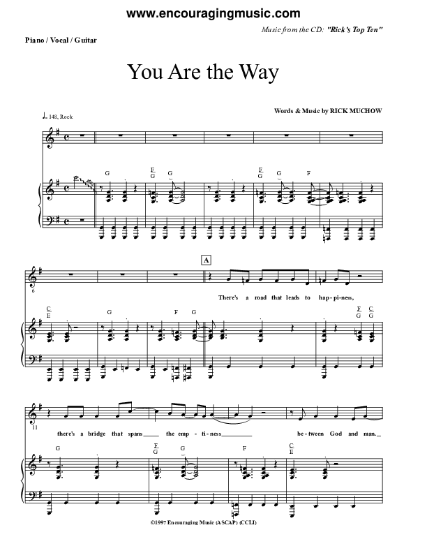 You Are The way Piano/Vocal (Rick Muchow)