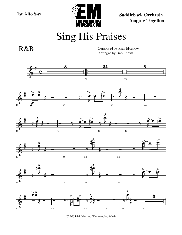Sing His Praises Alto Sax 1/2 (Rick Muchow)
