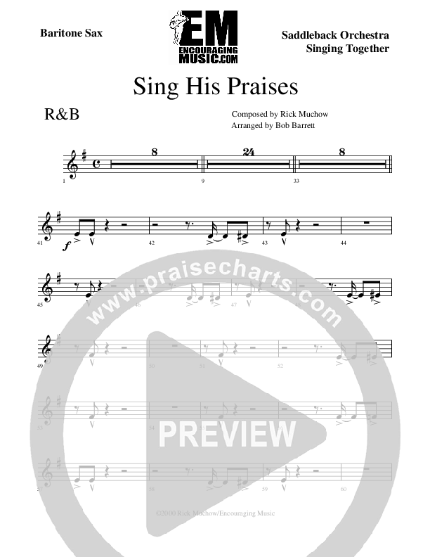Sing His Praises Bari Sax (Rick Muchow)