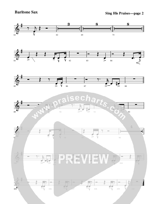 Sing His Praises Bari Sax (Rick Muchow)