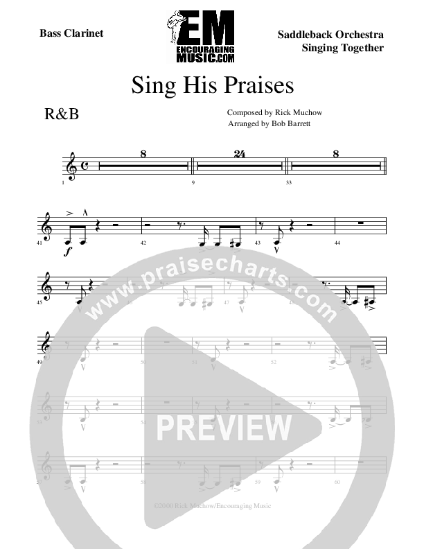 Sing His Praises Bass Clarinet (Rick Muchow)