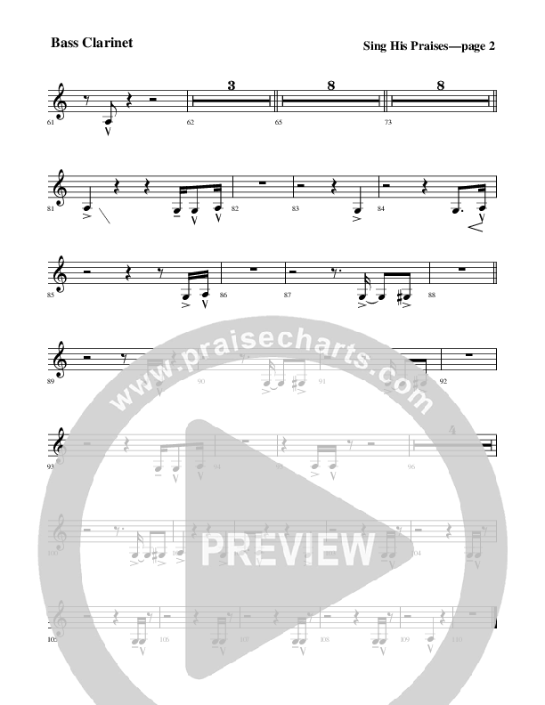 Sing His Praises Bass Clarinet (Rick Muchow)