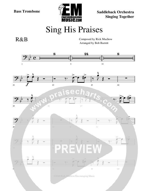 Sing His Praises Bass Trombone (Rick Muchow)